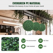 VEVOR Artificial Topiaries Boxwood Trees, 16” Tall (2 Pieces), Ball-Shape Faux Topiaries Plant, All-year Green Feaux Plant Decorative Balls for Backyard, Balcony,Garden, Wedding and Home Décor