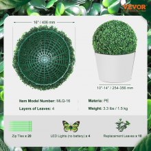 VEVOR Artificial Topiaries Boxwood Trees, 16” Tall (2 Pieces), Ball-Shape Faux Topiaries Plant, All-year Green Feaux Plant Decorative Balls for Backyard, Balcony,Garden, Wedding and Home Décor