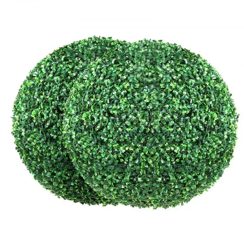 VEVOR Artificial Topiaries Boxwood Trees, 50.8 cm Tall (2 Pieces), Ball-Shape Faux Topiaries Plant, All-year Green Feaux Plant Decorative Balls for Backyard, Balcony, Garden, Wedding and Home Décor