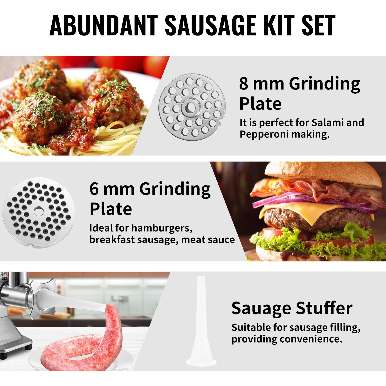 VEVOR Electric Meat Grinder Machine Electric Meat Mincer 551 Lbs/Hour 850W Red