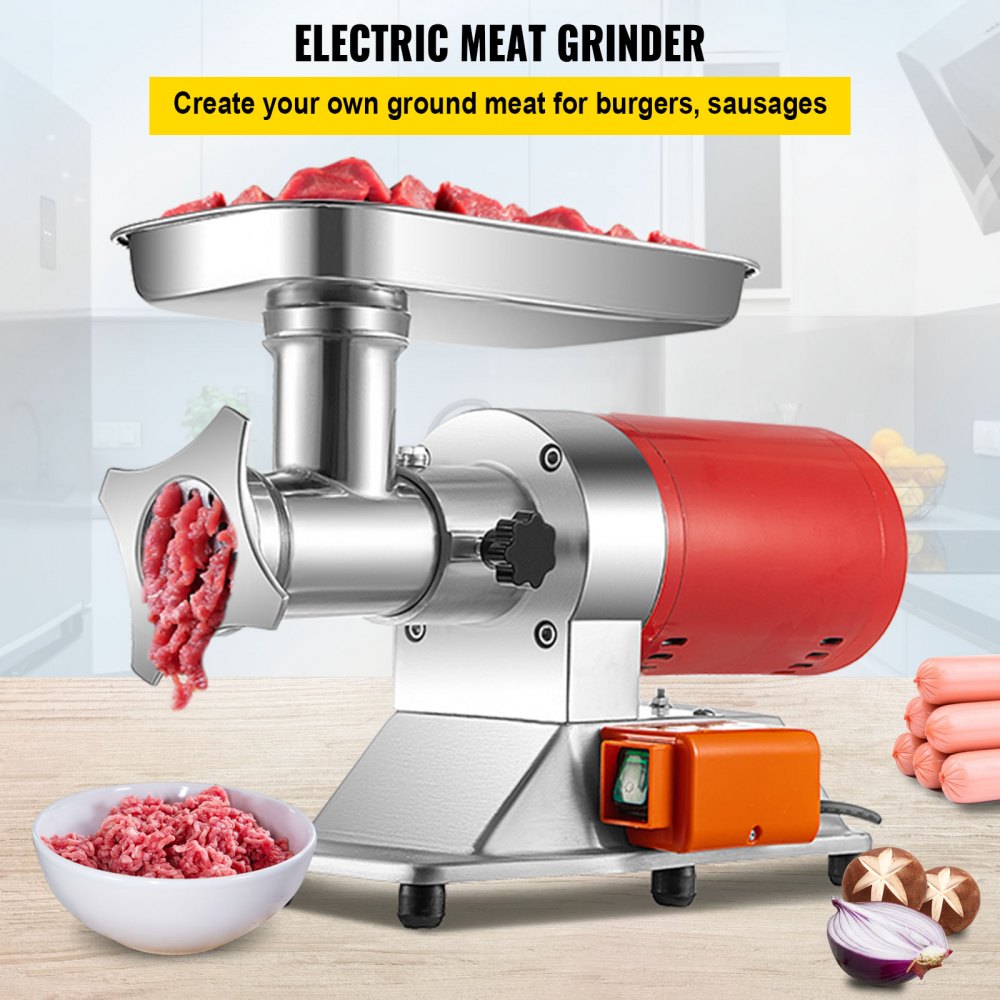 VEVOR Picadora de carne eléctrica VEVOR, capacidad de 396 lb/h, picadora de  carne industrial de 1100 W (4600 W máx.) con 2 cuchillas, 3 placas de  molienda, tubos de salchicha, picadora de