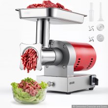 VEVOR Electric Meat Grinder, 661 Lbs/Hour800 W Meat Grinder Machine, 1.5 HP Electric Meat Mincer with 2 Grinding Plates, Sausage Kit Set Meat Grinder Heavy Duty, Home Kitchen & Commercial Use Red