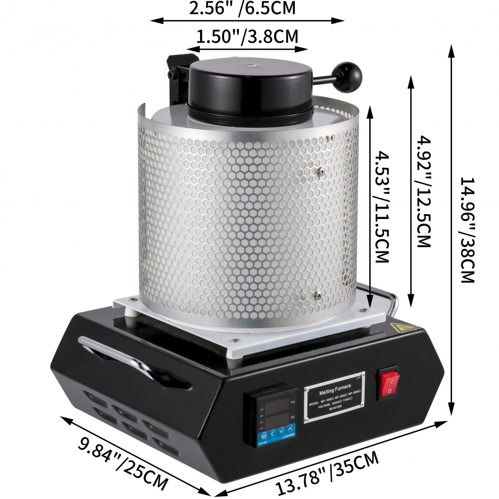 VEVOR 1KG Automatic Electric Metal Melting Furnace Gold Copper Aluminum 220V