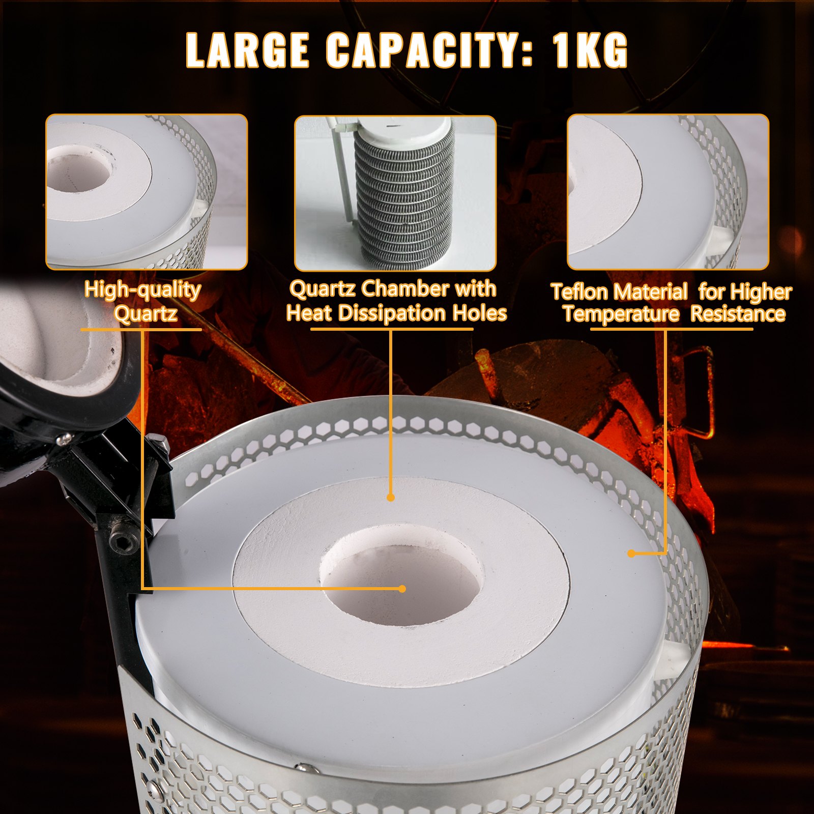 VEVOR 1KG Automatic Electric Metal Melting Furnace Gold Copper Aluminum 220V