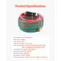 VEVOR Oxygen Acetylene Hose, 1/4-Inch x 25FT Oxy Acetylene Hose with 9/16"-18 LH/RH B Fittings, R Grade Welding Torch Twin Hose with 300PSI Maximum Working Pressure for Cutting Soldering Brazing