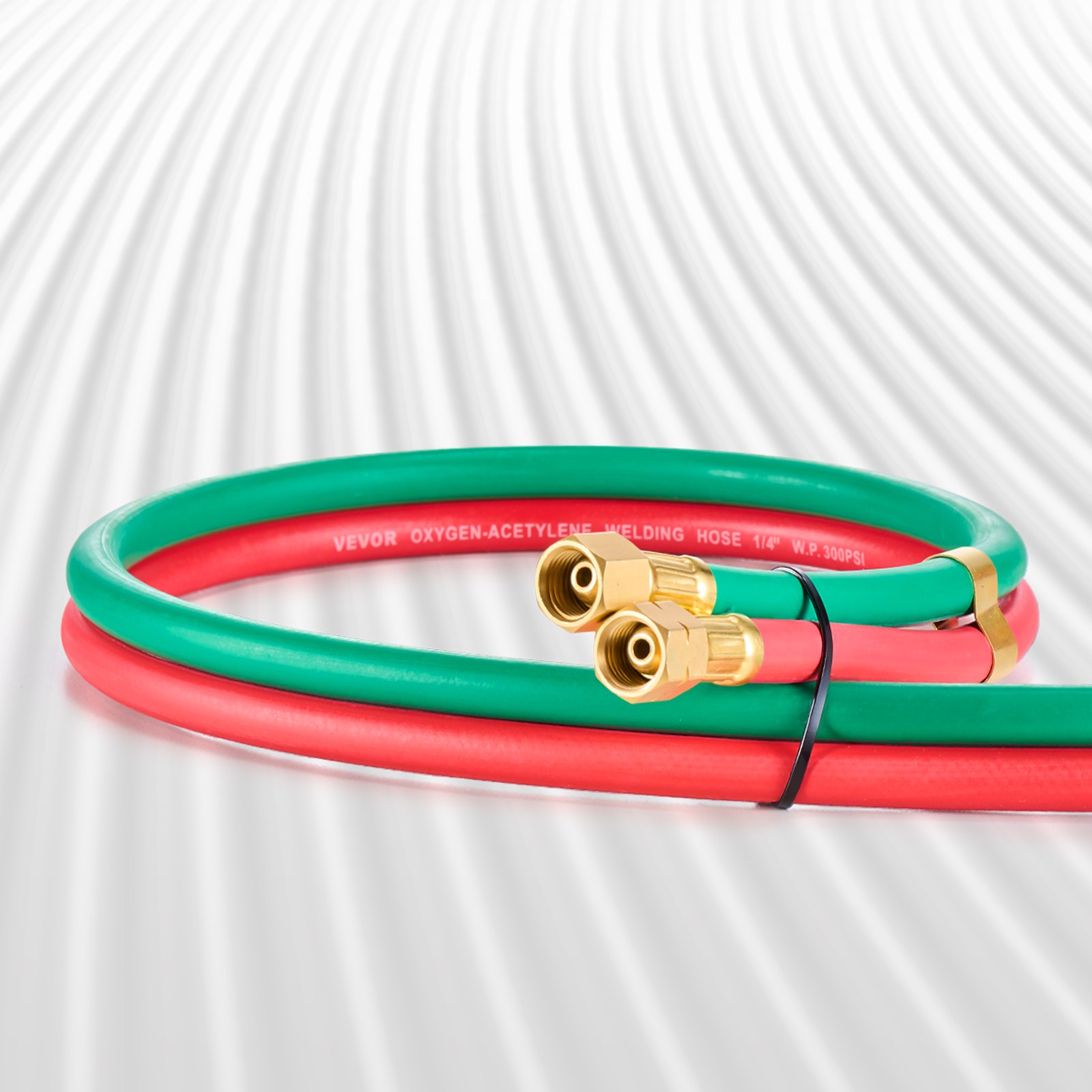 VEVOR Oxygen Acetylene Hose, 1/4-Inch x 50FT Oxy Acetylene Hose with 9/16"-18 LH/RH B Fittings, R Grade Welding Torch Twin Hose with 300PSI Maximum Working Pressure for Cutting Soldering Brazing