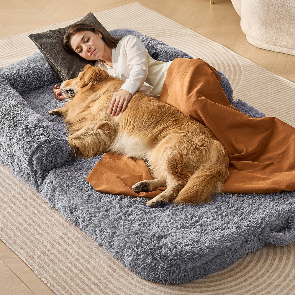 Lit pour chien VEVOR Human Dog Bed 72 x 48 x 10 pouces Grand lit pour chien de taille humaine Lavable PV Velvet