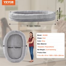 VEVOR Human Dog Bed 72x48x10in Large Human Size Dog Bed Washable Faux Rabbit Fur