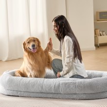 VEVOR Human Dog Bed 68x35x10in Large Human Size Dog Bed Washable Faux Rabbit Fur