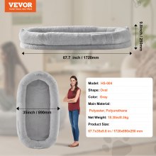 VEVOR Human Dog Bed 1720x890x250 mm Human Size Dog Bed Washable Faux Rabbit Fur