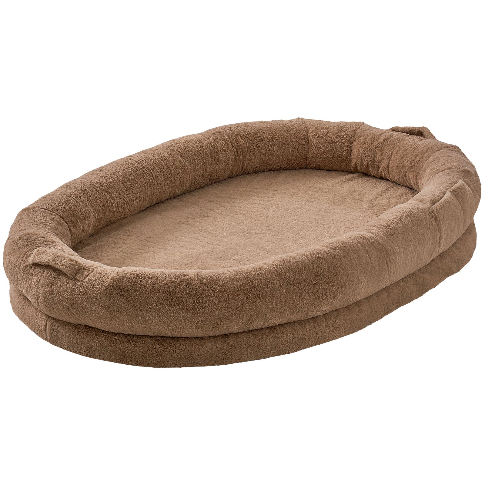 VEVOR Human Dog Bed, 72" x48"x10" Human Dog Bed for Adult, Human Size Dog Bed with Washable Faux Rabbit Fur Cover, Egg Orthopedic Foam, Storage Pocket, Large Dog Bean Bed, Brown