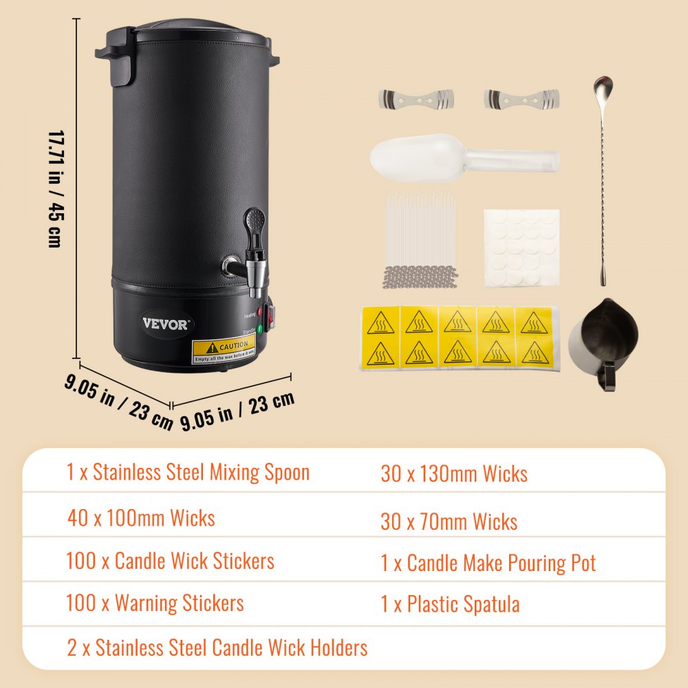 VEVOR 10 L Wax Melter for Candle Making, Extra Large Electric Wax Melting Pot, with Easy Pour Spout and 9-level Temp Control, Easy Clean for Candle Soap Cream Beauty Bulk Production Business or Home