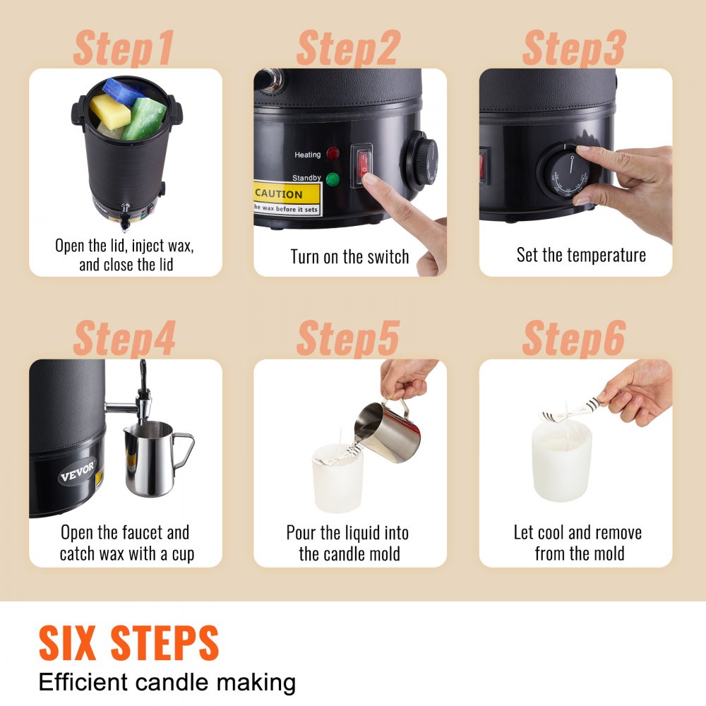 VEVOR Wax Melter for Candle Making, 10Liter Extra Large Electric Wax Melting Pot with Easy Pour Spout & 9-level Temp Control, Easy Clean for Candle Soap Cream Beauty Bulk Production Business or Home