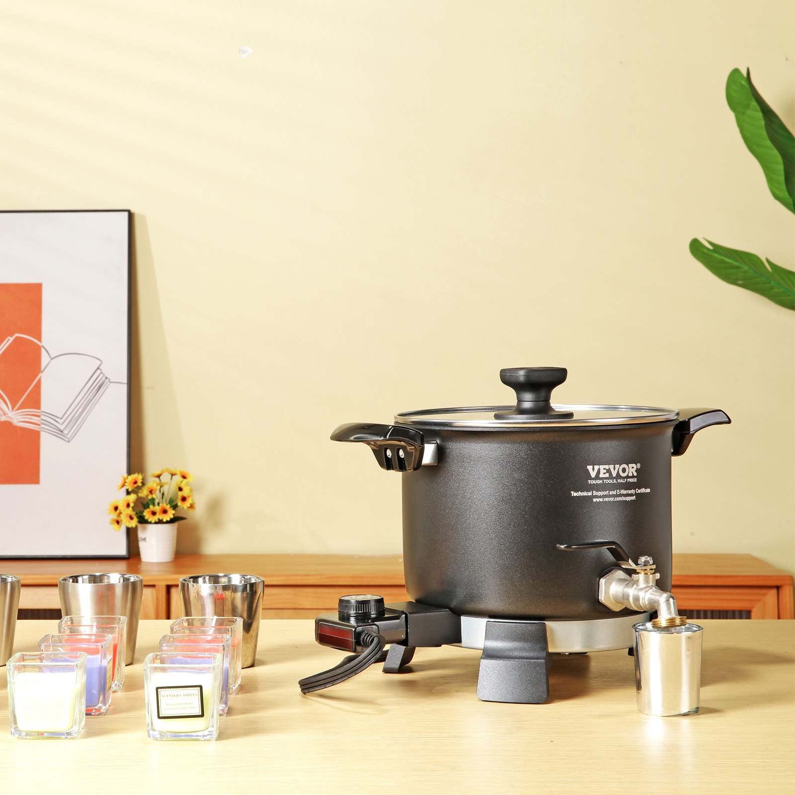 VEVOR Wax Melter for Candle Making, 5 Liter Large Electric Wax Melting Pot Easy Pour Spout, 4-level Temperature Control, Easy Clean for Candle Soap Cream Beauty Bulk Production Business or Home