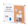 VEVOR 24"x18" Whiteboard & Cork Board Combo with Aluminum Frame – 2-in-1 Magnetic Dry Erase Bulletin Board for Wall Mount – Ideal for School, Home, Office