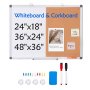 VEVOR 24"x18" Whiteboard & Cork Board Combo with Aluminum Frame – 2-in-1 Magnetic Dry Erase Bulletin Board for Wall Mount – Ideal for School, Home, Office