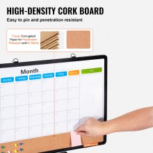 VEVOR Cork Board for Walls, Double-Sided Cork 24" x 18" Bulletin Board Vision Board, Push Pin Board with Framed for Office Home and School