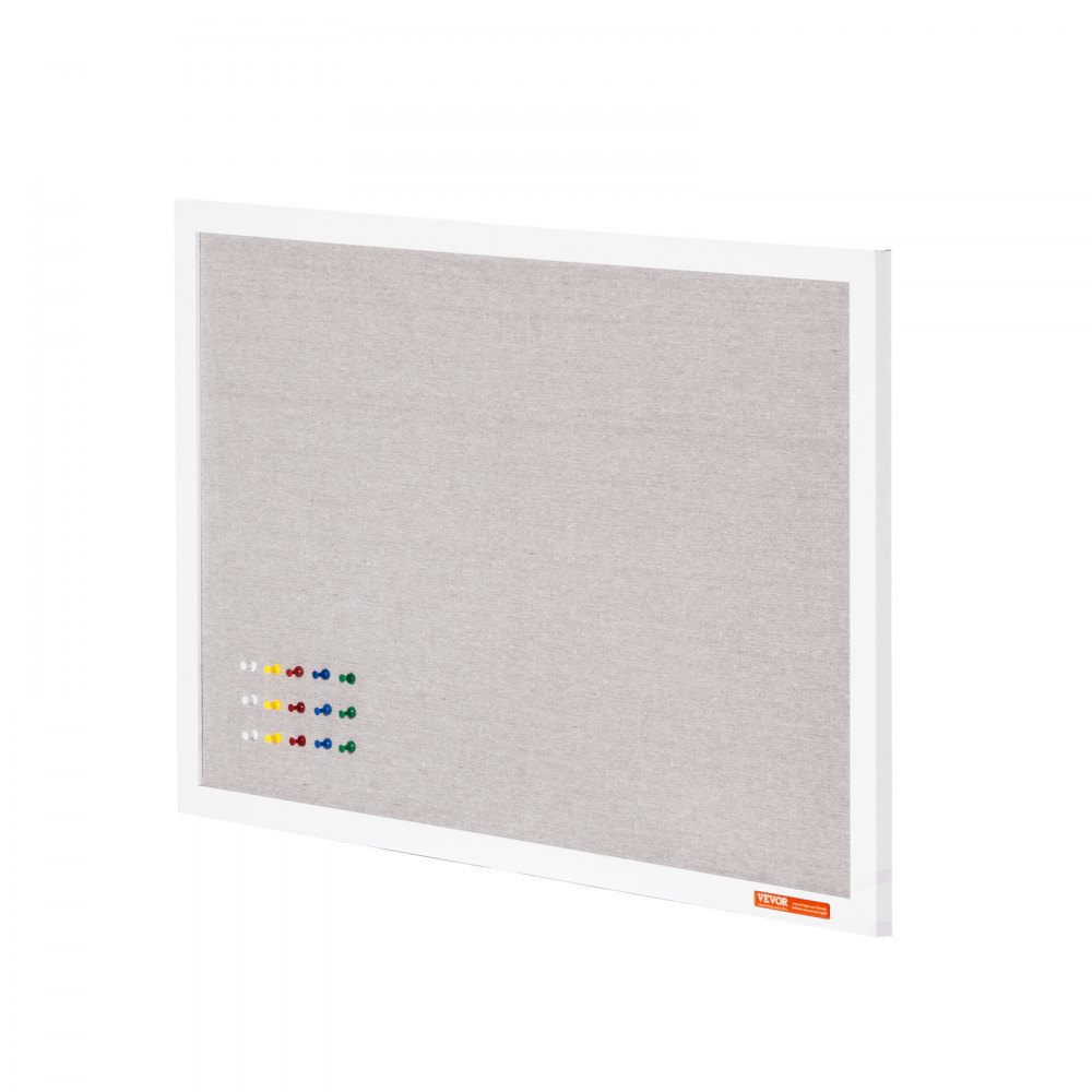 VEVOR 30"x20" White Cork Board with Linen Surface – Stylish Wall-Mounted Bulletin Board for Home, School, Office – Elegant & Functional Noticeboard