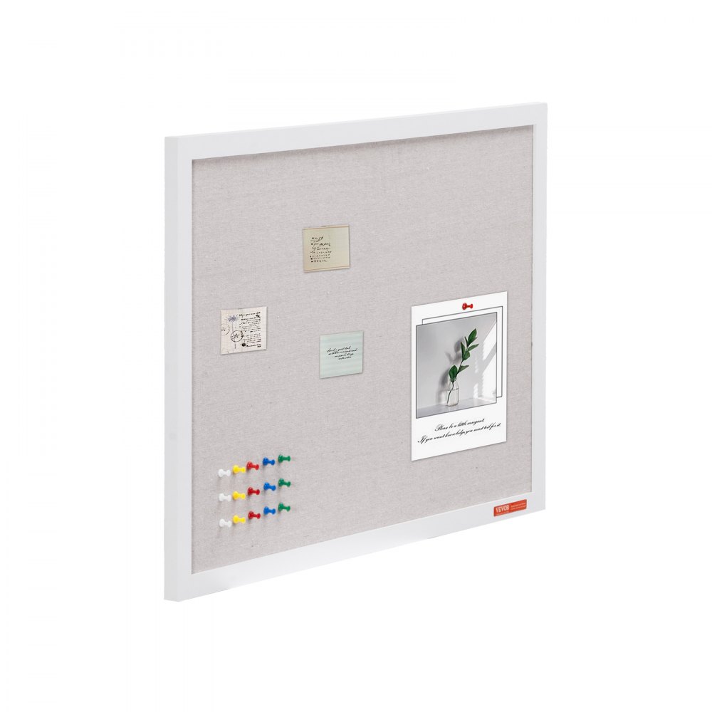 VEVOR 30"x20" White Cork Board with Linen Surface – Stylish Wall-Mounted Bulletin Board for Home, School, Office – Elegant & Functional Noticeboard