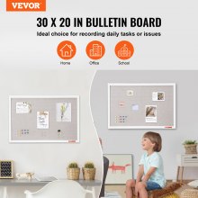 VEVOR 30"x20" White Cork Board with Linen Surface Wall-Mounted Bulletin Board