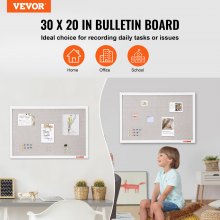 VEVOR 30"x20" White Cork Board with Linen Surface – Stylish Wall-Mounted Bulletin Board for Home, School, Office – Elegant & Functional Noticeboard