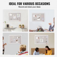 VEVOR 30"x20" White Cork Board with Linen Surface – Stylish Wall-Mounted Bulletin Board for Home, School, Office – Elegant & Functional Noticeboard