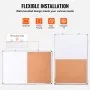 VEVOR 36"x 24" Whiteboard & Cork Board Combo with Aluminum Frame – 2-in-1 Magnetic Dry Erase Bulletin Board for Wall Mount – Ideal for School, Home, Office