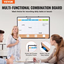 VEVOR 36"x 24" Monthly Calendar Whiteboard & Cork Board Combo with Aluminum Frame Bulletin Board