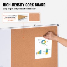 VEVOR 48"x 36" Whiteboard & Cork Board Combo with Aluminum Frame – 2-in-1 Magnetic Dry Erase Bulletin Board for Wall Mount – Ideal for School, Home, Office