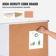 VEVOR 48"x 36" Whiteboard & Cork Board Combo with Aluminum Frame for School Home