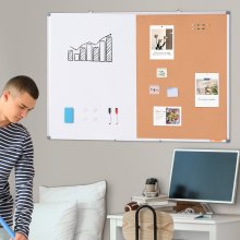 VEVOR 48" x 36" Whiteboard & Cork Board Combo med aluminiumsramme til skolehjem