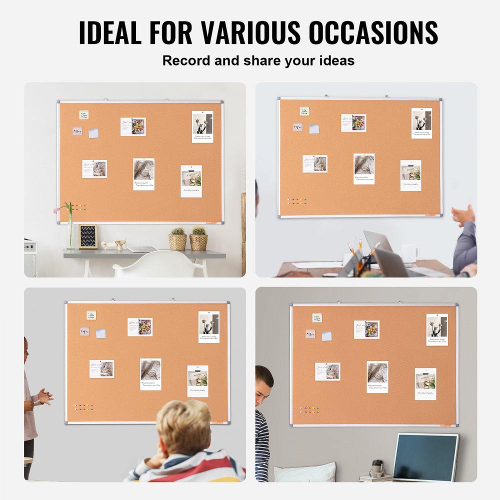 Tablero de corcho grande VEVOR de 122 x 91 cm: tablón de anuncios de pared con tablero para anuncios, perfecto para la escuela, el hogar y la oficina.