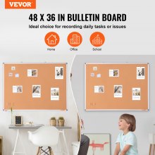 VEVOR 48"x36" Large Cork Board – Wall-Mounted Bulletin Board with Pin Board – Perfect for School, Home, Office