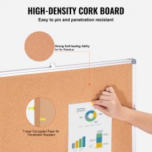 VEVOR 48"x36" Large Cork Board – Wall-Mounted Bulletin Board with Pin Board – Perfect for School, Home, Office