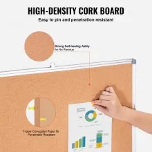VEVOR 48"x36" Large Cork Board – Wall-Mounted Bulletin Board with Pin Board – Perfect for School, Home, Office