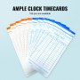 VEVOR Tarjetas de tiempo, hojas de tiempo mensuales 100 piezas, 6 columnas de dos caras naranja y azul, tarjeta para reloj de tiempo de perforación 9600, para asistencia de empleados, registrador de nómina