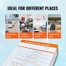 VEVOR Time Cards, Monthly Timesheets 100 pcs, 6 Columns Two-sided Orange and Blue, Card for 9600 Punch Time Clock, for Employee Attendance, Payroll Recorder