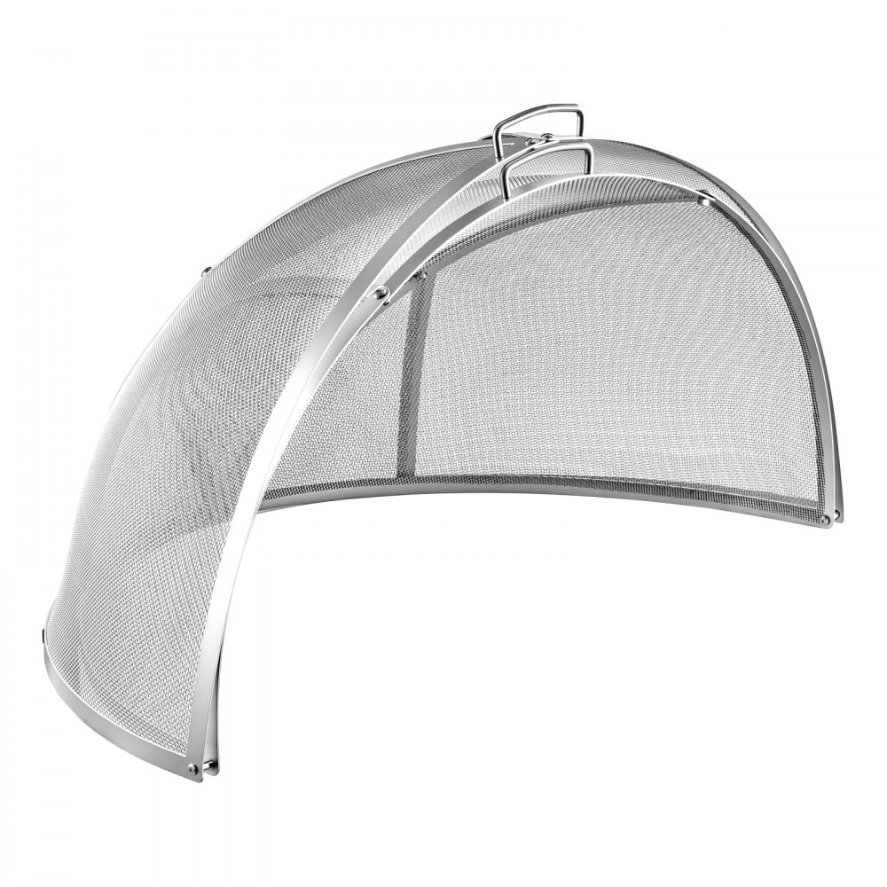VEVOR Fire Pit Spark Screen, 36 inch Dome, Stainless Steel Mesh Cover Lid, for Outdoor, Patio, Backyard, Camping, Party, with Handles and Poker, High Temperature Tolerant, Help Block Sparks, Silver