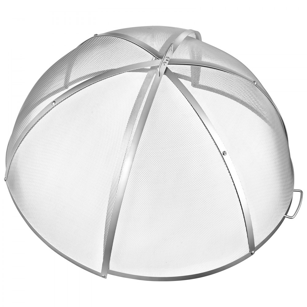 VEVOR Fire Pit Spark Screen, 36 inch Dome, Stainless Steel Mesh Cover Lid, for Outdoor, Patio, Backyard, Camping, Party, with Handles and Poker, High Temperature Tolerant, Help Block Sparks, Silver