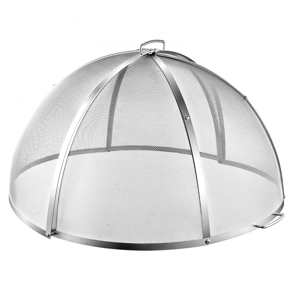 VEVOR Fire Pit Spark Screen, 36 inch Dome, Stainless Steel Mesh Cover Lid, for Outdoor, Patio, Backyard, Camping, Party, with Handles and Poker, High Temperature Tolerant, Help Block Sparks, Silver
