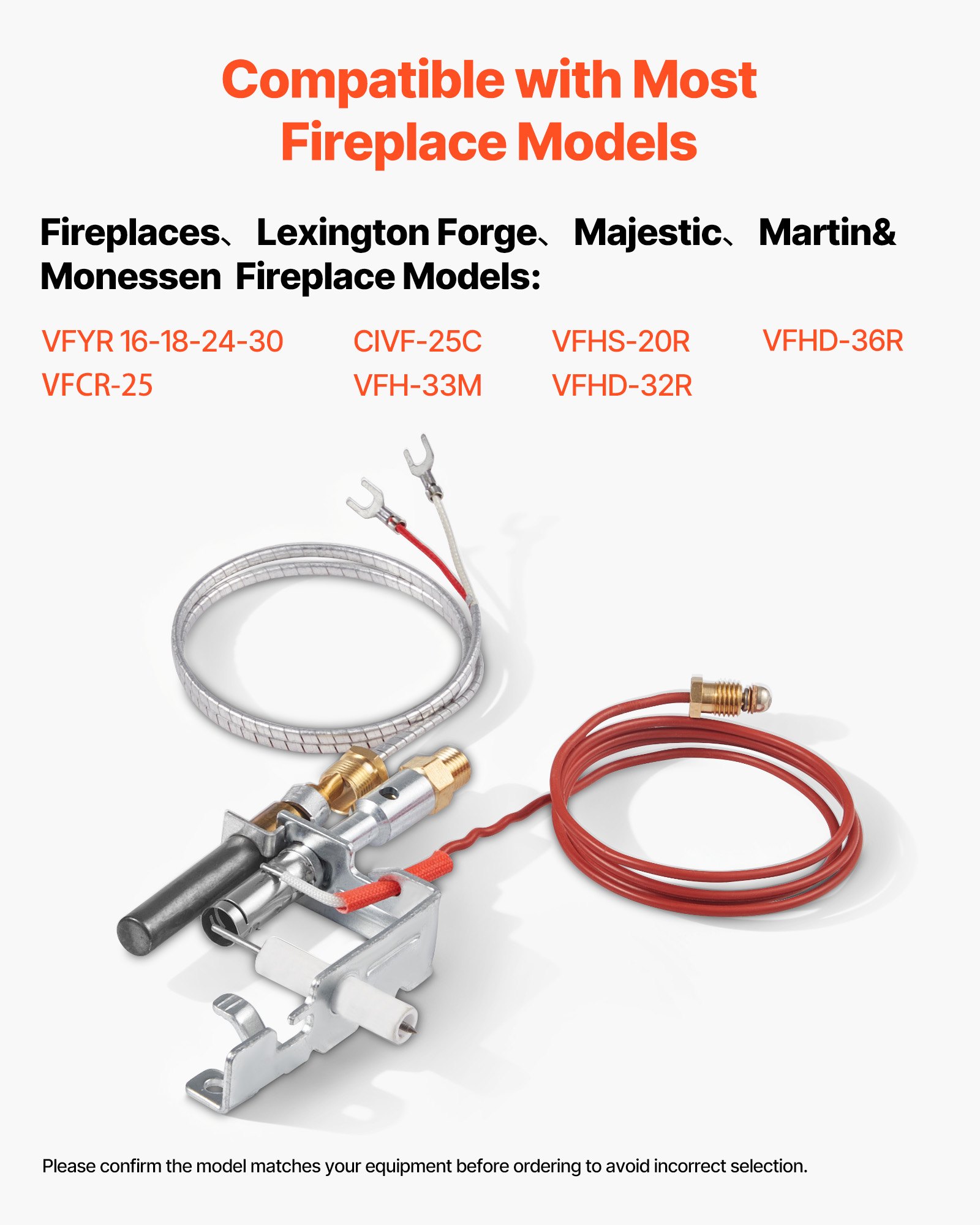 VEVOR Gas Pilot Assembly, OE 14D0477, LPG8404, SRV14D0477 Fireplace Gas Pilot Assembly Kit, LPG Ignition Replacement, Compatible with Lexington Forge, Majestic, Martin, Monessen Models