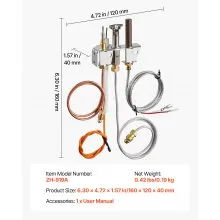 VEVOR Gas Pilot Assembly, OE 4021-732, 25660 Fireplace Gas Pilot Assembly, Natural Gas Ignition Replacement with Pilot Tube, Thermocouple, Thermopile, Wires, Compatible with Heatilator Models