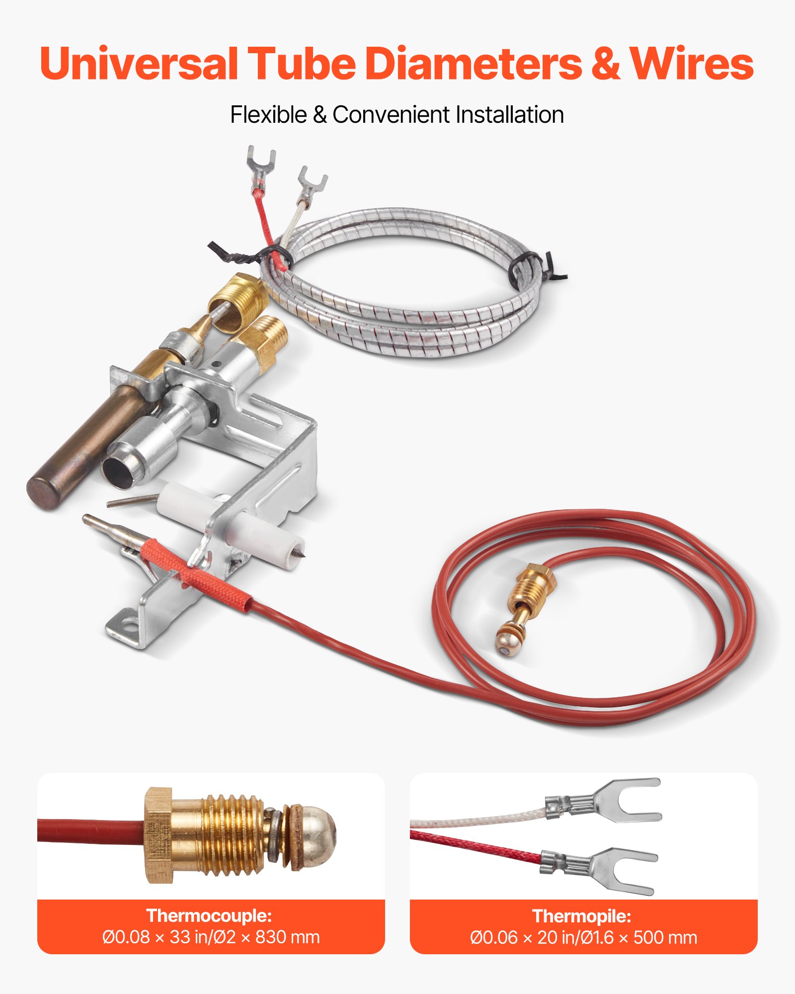 VEVOR Gas Pilot Assembly, OE 103779-01, PP231, NG8218 Fireplace Natural Gas Ignition Replacement, Compatible with CIVF-25, CIVF-25CF, VFH-33M, VFH-33R, VFH-33T, VFHS-20R, VFSR-16, VFSR-18 Models