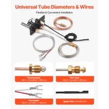 VEVOR Gas Pilot Assembly, OE 10002265, 10002264, SRV10002264 Fireplace Gas Pilot Assembly, Natural Gas & LPG Ignition Replacement, Fit Majestic, Vermont Castings, Temco, Dutchwest, Monessen, Century