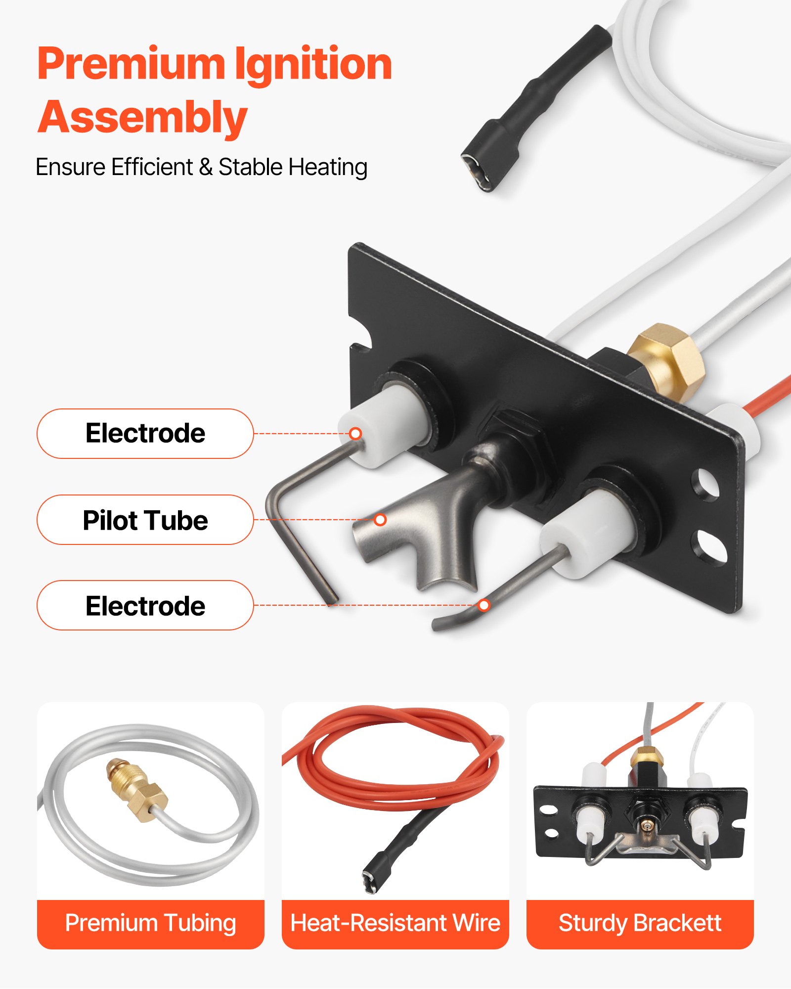 VEVOR Gas Pilot Assembly, OE 2090-012, 2198-012, SRV2090-012 Fireplace Gas Pilot Assembly, Natural Gas Ignition Replacement, Fit Heatilator, Heat & Glo, Quadra-Fire, Outdoor Lifestyles, Majestic