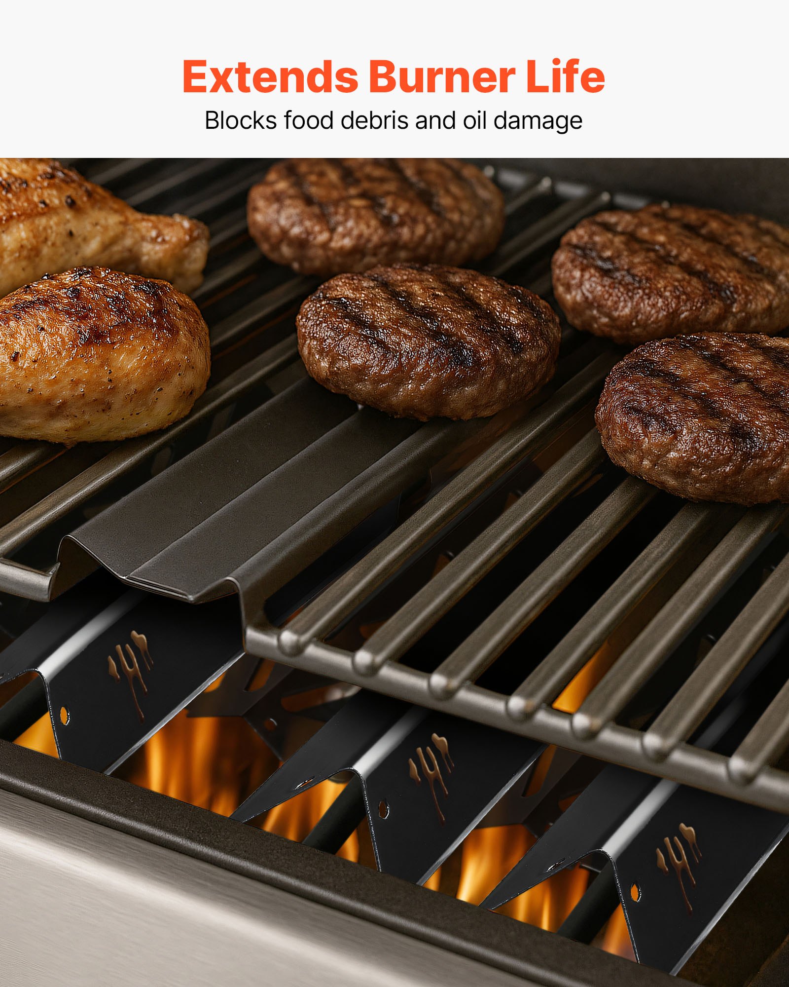 VEVOR Flavorizer Bars and Heat Deflectors, 44cm Grill Replacement Part, for Weber Genesis ll 310 315 335 340, E/S 325s, ES/SX 325s, E/S 335, EX/SX/EPX-335 Grills, Porcelain-enameled Steel, 8 Pack