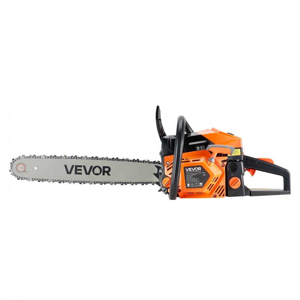 VEVOR 58 cc Gas Chainsaw, 20 inch Gas Powered Chainsaw, 2.7 HP Power Chain Saw with Non-Slip Handle, Gas-Powered Chainsaws with Dual Fuel Tanks, For Wood Cutting, Tree Trimming, and Land Clearing