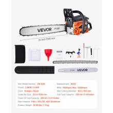 62cc Gas Chainsaw 3.8 HP Gas Powered 20 inch Chainsaw For Wood Cutting