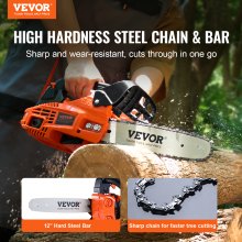 VEVOR 25.4CC 12" Gasoline Chainsaw Powered Wood Cutting Engine Gas Chain Saw