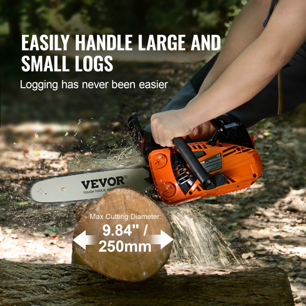 VEVOR 25.4CC 30.5 cm Gasoline Chainsaw Powered Wood Cutting Engine Gas Chain Saw